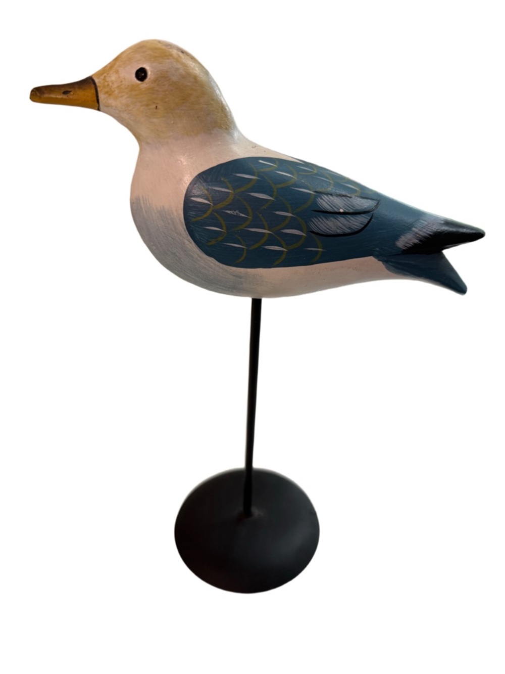Hand-Painted Wooden Seagull Décor - Blue & White